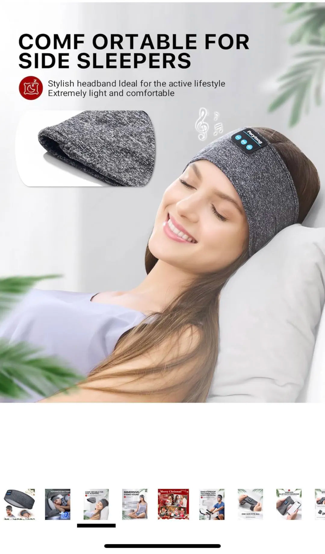 Bluetooth Headband Sleep Mask, Music Listening, Sports, Running, Yoga