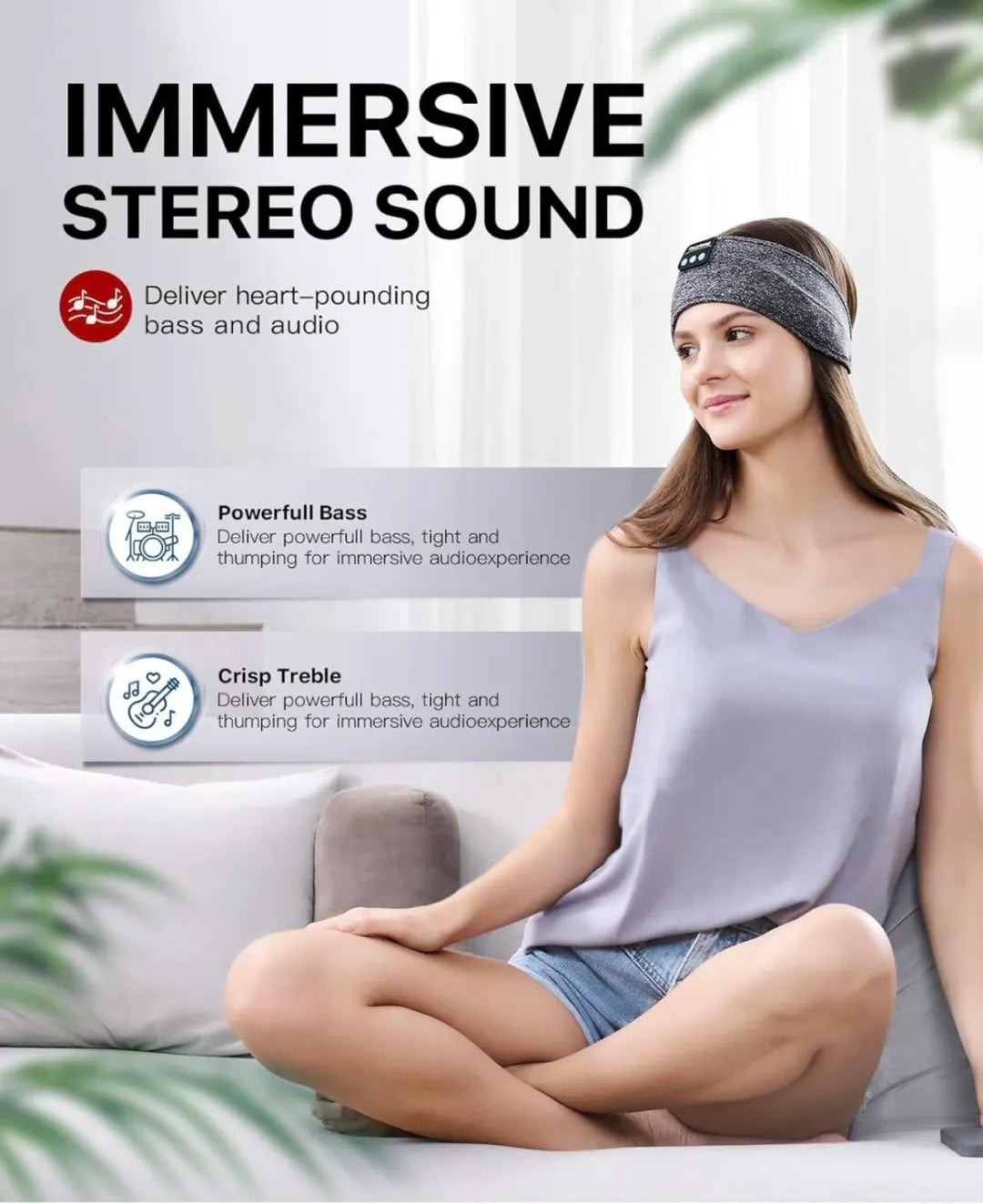 Bluetooth Headband Sleep Mask, Music Listening, Sports, Running, Yoga